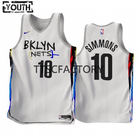 Maglia NBA Brooklyn Nets Ben Simmons 10 Nike 2022-23 City Edition Bianco Swingman - Bambino